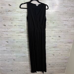Splendid racer back ribbed cotton tank maxi dress black size medium